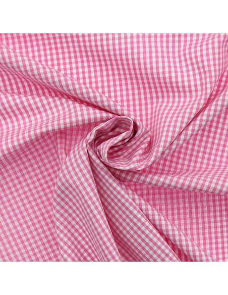 Tessuto popeline di cotone - Vichy piccoli quadretti - Rosa
