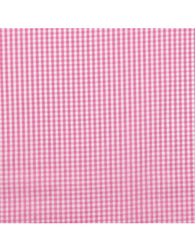 Tessuto popeline di cotone - Vichy piccoli quadretti - Rosa