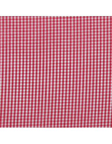 Tessuto popeline di cotone - Vichy piccoli quadretti - Lampone