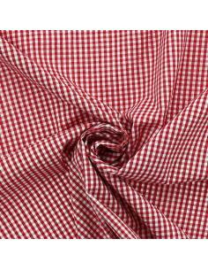 Tessuto popeline di cotone - Vichy a quadretti piccoli - Rosso