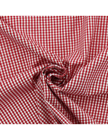 Tessuto popeline di cotone - Vichy a quadretti piccoli - Rosso