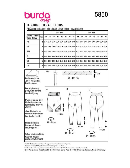 Modello di leggings - Burda 5850