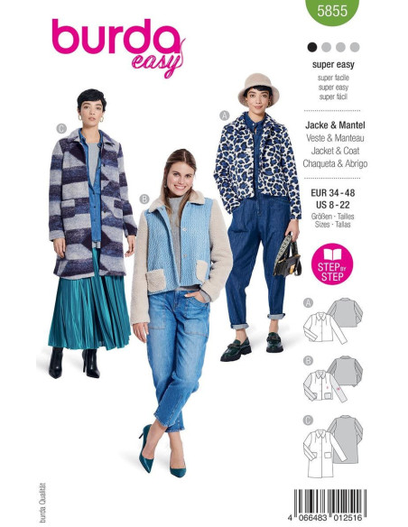 Modello di giacca e cappotto - Burda 5855