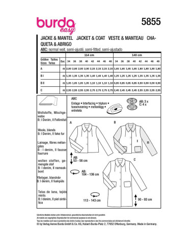 Modello di giacca e cappotto - Burda 5855