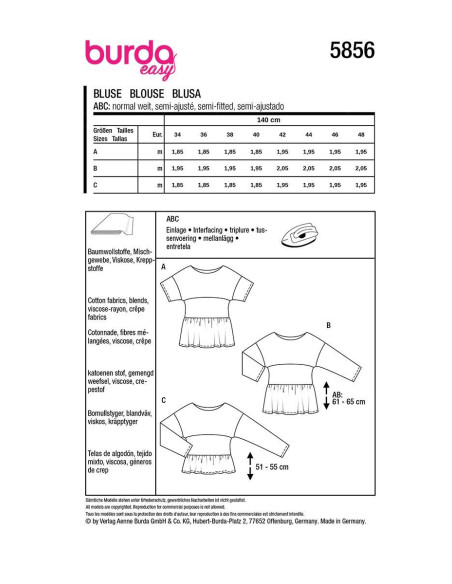 Modello di camicetta - Burda 5856