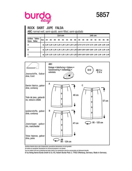 Modello di gonna - Burda 5857