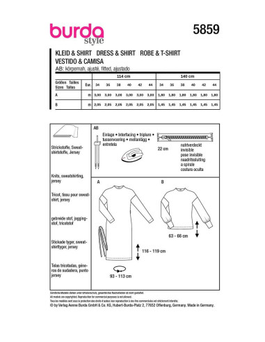Modello di abito e t-shirt - Burda 5859