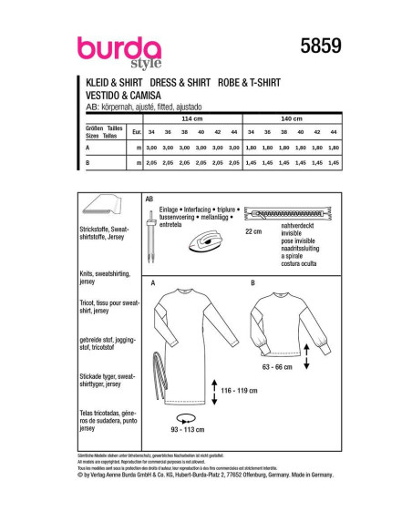 Modello di abito e t-shirt - Burda 5859