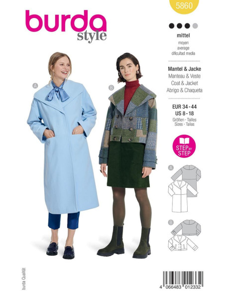 Modello di giacca e cappotto - Burda 5860