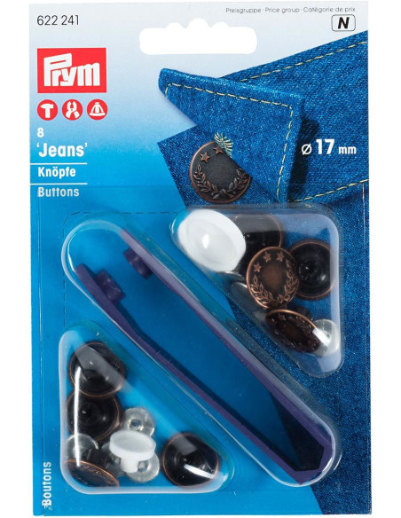 Scatola di 8 bottoni jeans 17mm