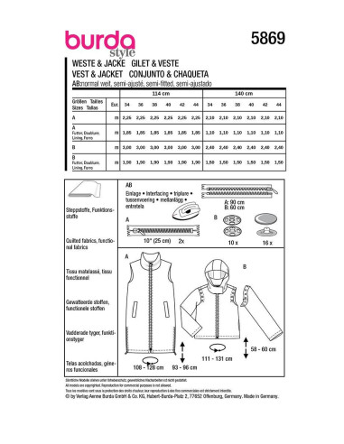 Modello di gilet e giacca - Burda 5869