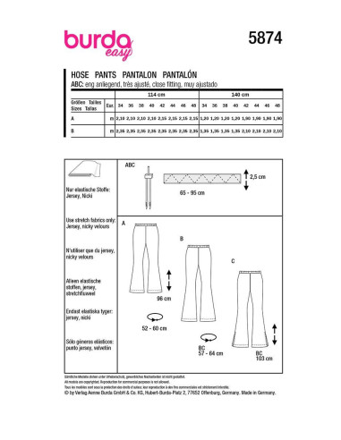 Modello di pantaloni - Burda 5874