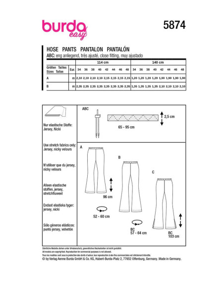 Modello di pantaloni - Burda 5874