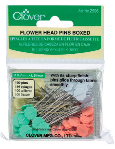 Scatola di 100 spilli con testa a forma di fiore Clover