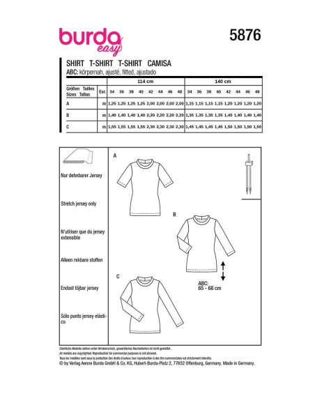 Modello di T-shirt - Burda 5876