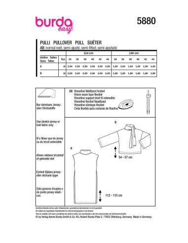 Modello di maglione - Burda 5880