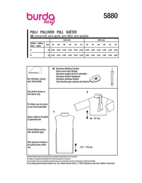Modello di maglione - Burda 5880