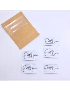Set di 5 etichette tessute da cucire Fatto a mano - Blu marino e bianco 2