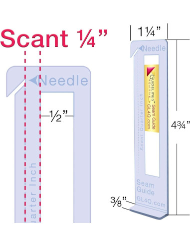 Regola di posizionamento e 6 guide per cucire con adesivo