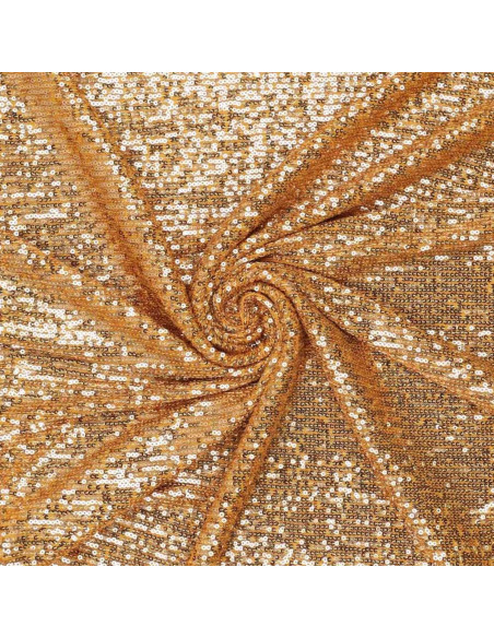 Tessuto elasticizzato con paillettes - Dorato