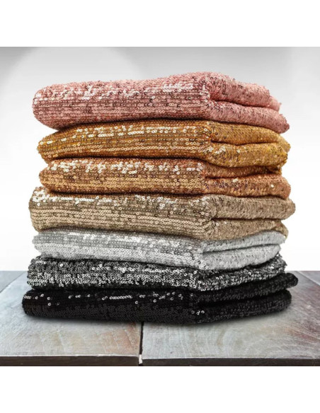 Tessuto stretch paillettes - Champagne
