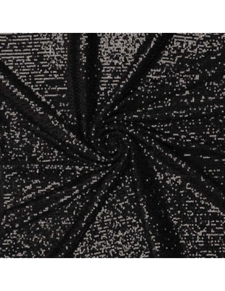 Tessuto elasticizzato con paillettes - Nero
