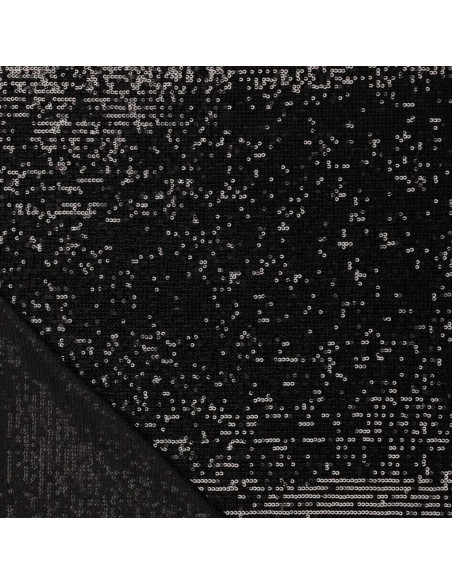 Tessuto elasticizzato con paillettes - Nero