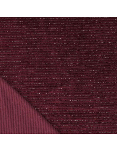 Tessuto velluto a righe lurex - Bordeaux