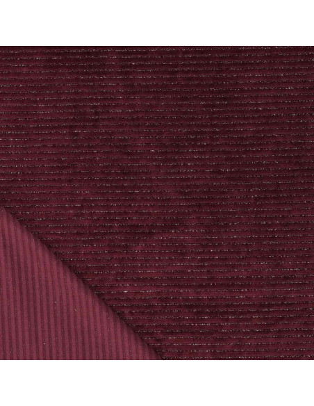 Tessuto velluto a righe lurex - Bordeaux