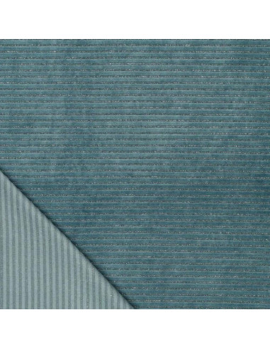 Tessuto velluto a righe lurex - Grigio blu