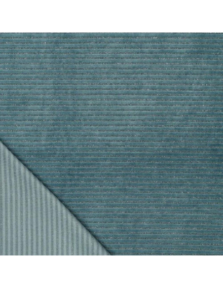 Tessuto velluto a righe lurex - Grigio blu