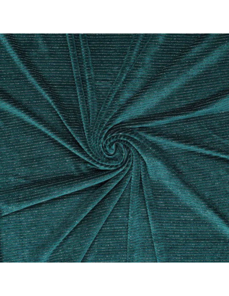 Tessuto velluto a righe lurex - Blu petrolio