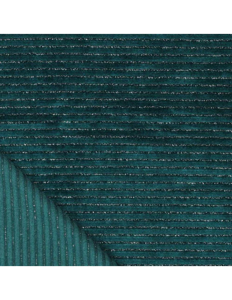 Tessuto velluto a righe lurex - Blu petrolio