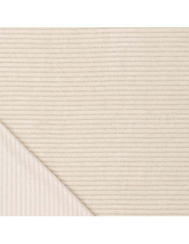 Tessuto velluto a righe lurex - Bianco sporco
