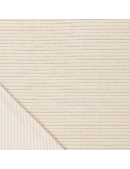 Tessuto velluto a righe lurex - Bianco sporco