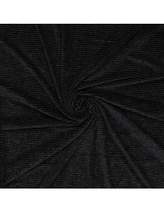 Tessuto velluto a righe lurex - Nero