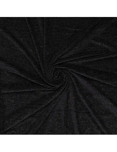 Tessuto velluto a righe lurex - Nero