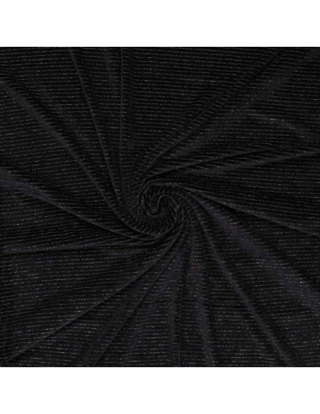 Tessuto velluto a righe lurex - Nero