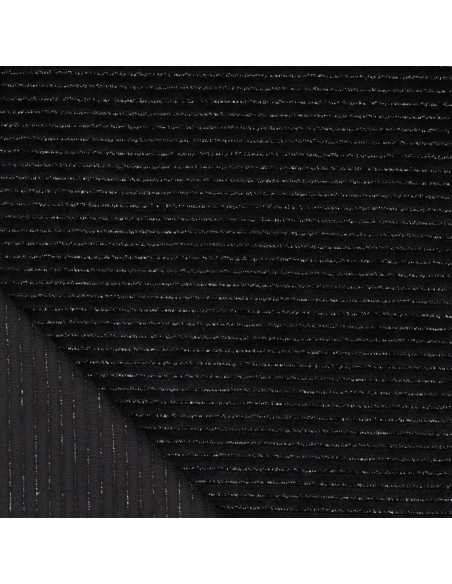 Tessuto velluto a righe lurex - Nero
