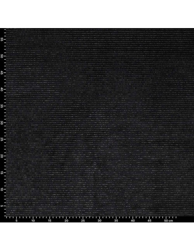 Tessuto velluto a righe lurex - Nero