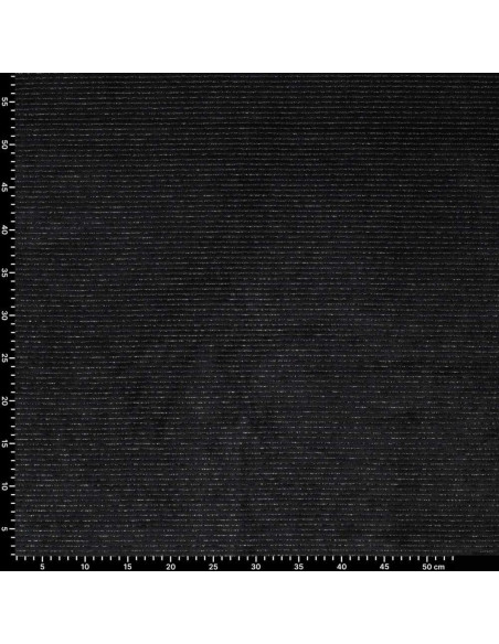 Tessuto velluto a righe lurex - Nero