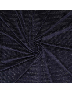 Tessuto velluto a righe lurex - Blu marino