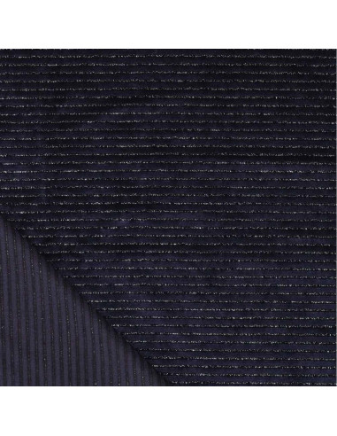 Tessuto velluto a righe lurex - Blu marino