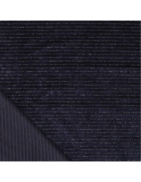 Tessuto velluto a righe lurex - Blu marino