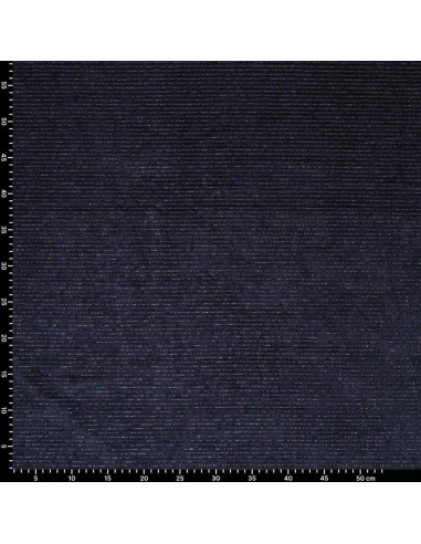 Tessuto velluto a righe lurex - Blu marino