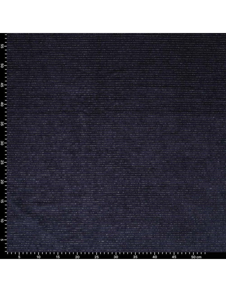 Tessuto velluto a righe lurex - Blu marino