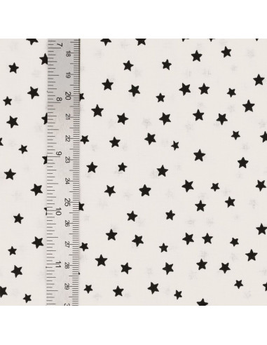 Tessuto popeline di cotone fantasia - Stella nera
