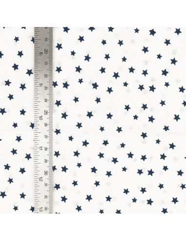 Tessuto popeline di cotone fantasia - Stella indaco