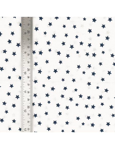Tessuto popeline di cotone fantasia - Stella indaco