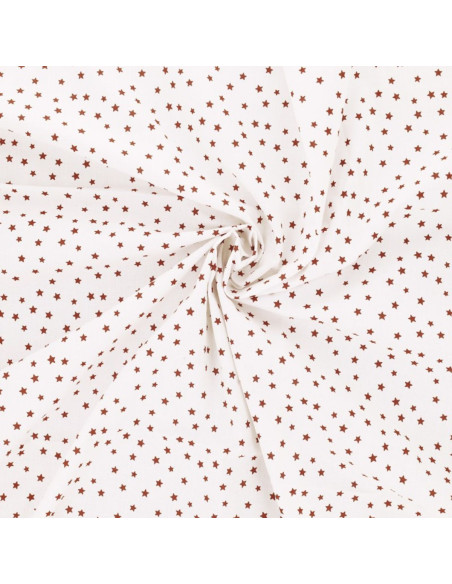 Tessuto popeline di cotone fantasia - Stella marrone